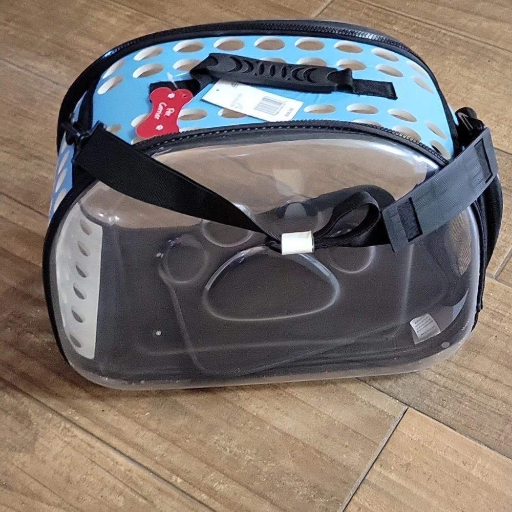 Collection XIIX blue black clear pet carrier lightweight dog cat breathable New…